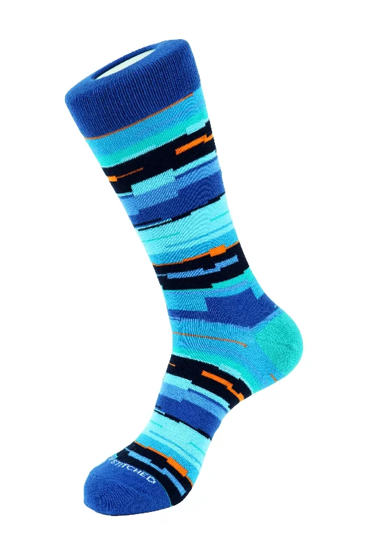 Women's knee - high fishnet stockings for a trendy look​GLITCH STRIPE