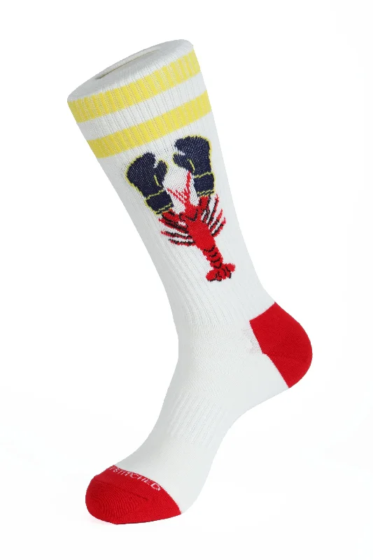 Women's ankle - length socks with pom - pom accents​LOBSTER MASCOT ATHLETIC SOCKS