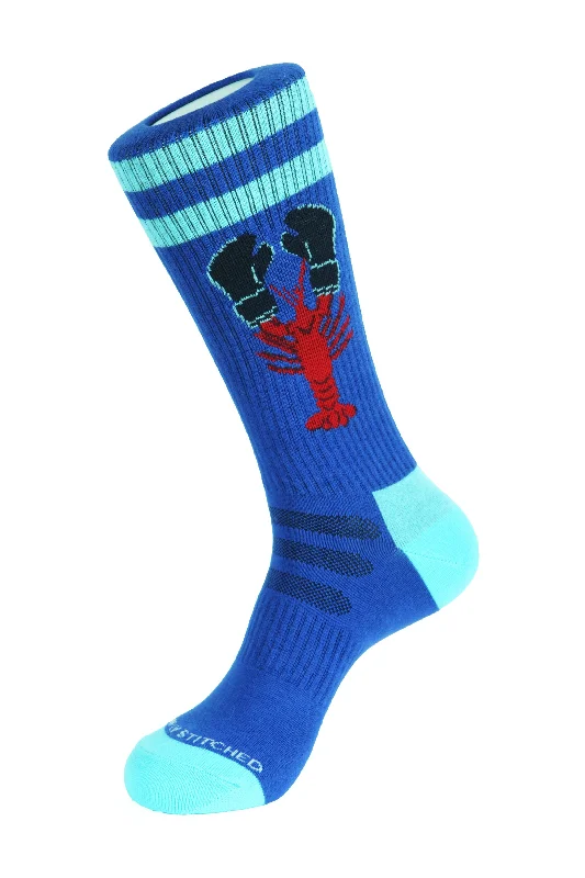 Embroidered women's silk ankle socks​LOBSTER MASCOT ATHLETIC SOCKS