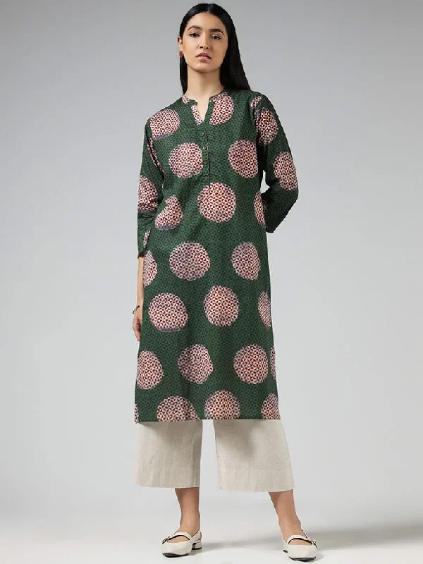 Women's pants for beach parties Straight - leg women jeans with a classic and timeless appeal Utsa Green Geometric Polka Cotton Kurta Women's pants for beach parties Straight - leg women jeans with a classic and timeless appeal Utsa Green Geometric Polka Cotton Kurta