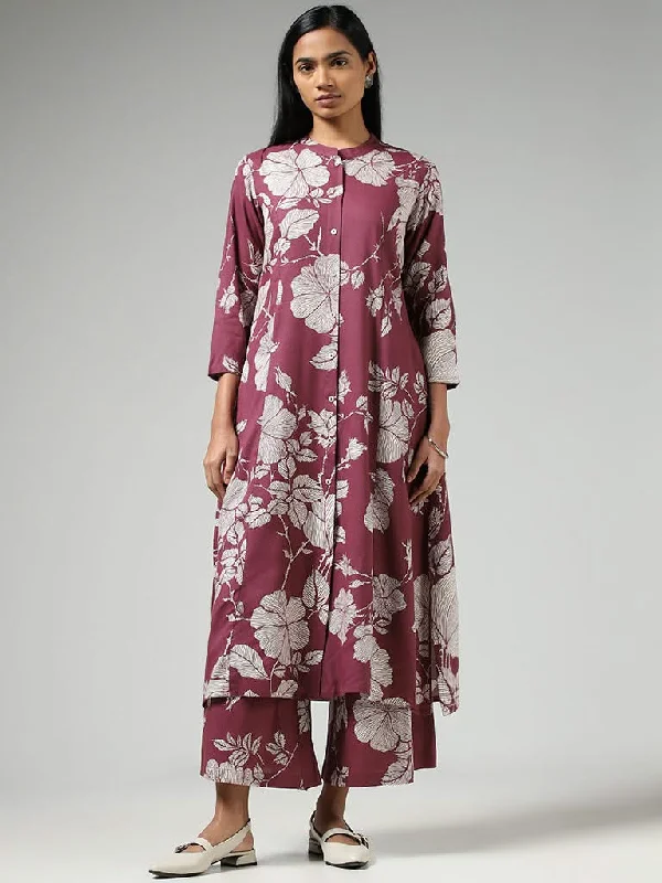 Women's kids - inspired printed pants Colored women jeans in vibrant hues like red and yellow Utsa Wine Bold Floral Printed Buttoned Down Kurta Women's kids - inspired printed pants Colored women jeans in vibrant hues like red and yellow Utsa Wine Bold Floral Printed Buttoned Down Kurta