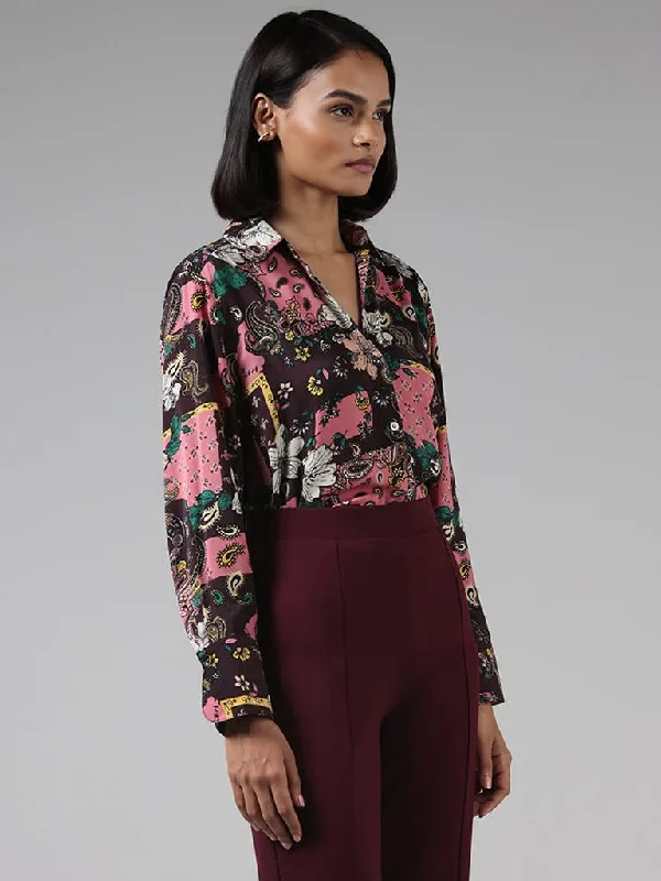 Women's petite - fit skinny pants High - waisted women jeans for a flattering silhouette Wardrobe Brown Printed Shirt Women's petite - fit skinny pants High - waisted women jeans for a flattering silhouette Wardrobe Brown Printed Shirt