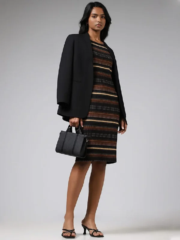 Women's drawstring athletic pants High - rise flare women jeans for a 70s - inspired look Wardrobe Dark Brown Striped Knitted Dress Women's drawstring athletic pants High - rise flare women jeans for a 70s - inspired look Wardrobe Dark Brown Striped Knitted Dress