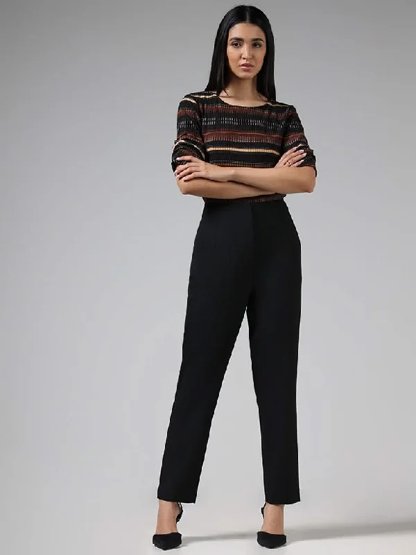 Women's pants for family gatherings Embroidered women jeans with intricate patterns Wardrobe Solid Black Tailored Trousers Women's pants for family gatherings Embroidered women jeans with intricate patterns Wardrobe Solid Black Tailored Trousers