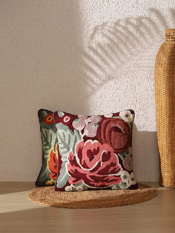 Women's cargo hiking pants Embroidered women jeans with intricate patterns Westside Home Bold Bright Floral Adorned Maroon Cushion Cover Women's cargo hiking pants Embroidered women jeans with intricate patterns Westside Home Bold Bright Floral Adorned Maroon Cushion Cover