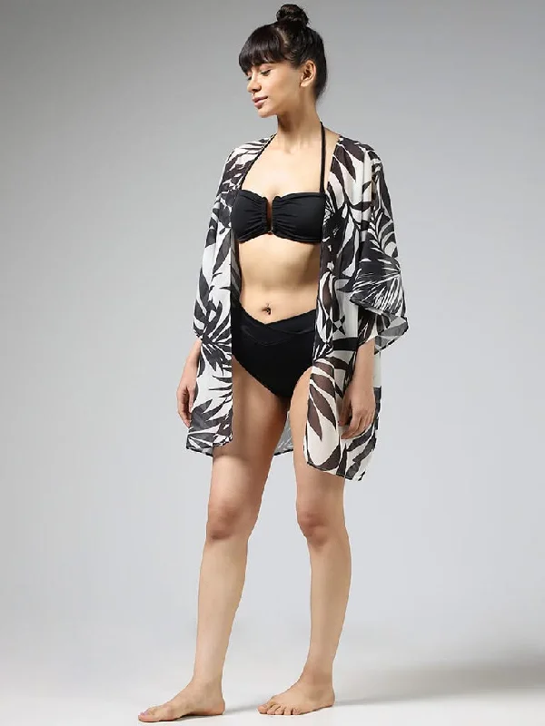 Women's pants for beach parties Straight - leg women jeans with a classic and timeless appeal Wunderlove Black and White Tropical Printed Swimwear Cotton Cover-Up Dress Women's pants for beach parties Straight - leg women jeans with a classic and timeless appeal Wunderlove Black and White Tropical Printed Swimwear Cotton Cover-Up Dress