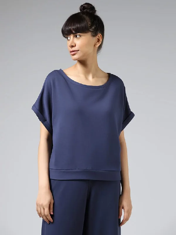 Women's button - fly jeans pants Wide - leg women jeans for a modern and relaxed vibe Wunderlove Graphite Blue Supersoft T-Shirt Women's button - fly jeans pants Wide - leg women jeans for a modern and relaxed vibe Wunderlove Graphite Blue Supersoft T-Shirt