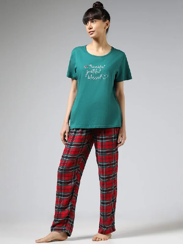 Women's pants for cycling Jeggings women jeans combining the comfort of leggings and style of jeans Wunderlove Red Plaid Checked Pyjamas Women's pants for cycling Jeggings women jeans combining the comfort of leggings and style of jeans Wunderlove Red Plaid Checked Pyjamas