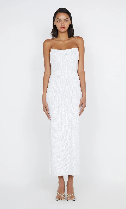 Printed maxi dresses with abstract patterns for an artistic lookAALIYAH SEQUIN MAXI DRESS - WHITE Printed maxi dresses with abstract patterns for an artistic lookAALIYAH SEQUIN MAXI DRESS - WHITE
