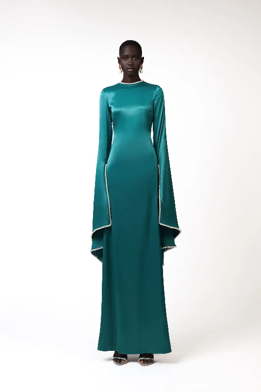 Ruffled maxi dresses with a tiered skirt for added volumeKADELA GOWN - TEAL