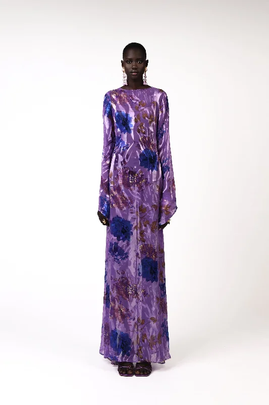 Maxi dresses with off - the - shoulder styles for a romantic and breezy lookKOHANN SILK DRESS - PURPLE Maxi dresses with off - the - shoulder styles for a romantic and breezy lookKOHANN SILK DRESS - PURPLE