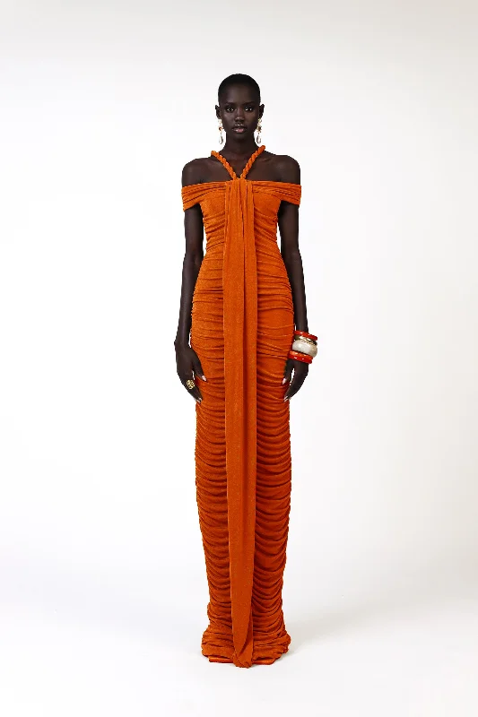 Printed maxi dresses with abstract patterns for an artistic lookKorro Dress - Orange Printed maxi dresses with abstract patterns for an artistic lookKorro Dress - Orange