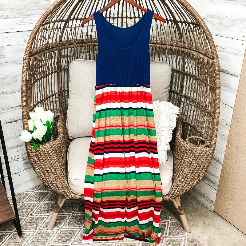 Maxi dresses with ribbed textures for a unique and tactile lookNavy Blue Tank Maxi Dress in Multicolor Stripe Pattern Maxi dresses with ribbed textures for a unique and tactile lookNavy Blue Tank Maxi Dress in Multicolor Stripe Pattern