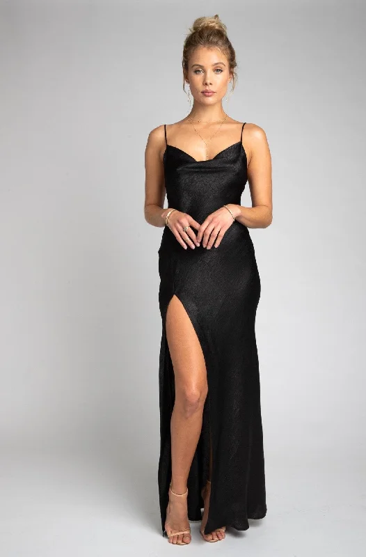 Maxi dresses with pom - pom trims for a playful and festive lookRiver Slip in Black Maxi dresses with pom - pom trims for a playful and festive lookRiver Slip in Black