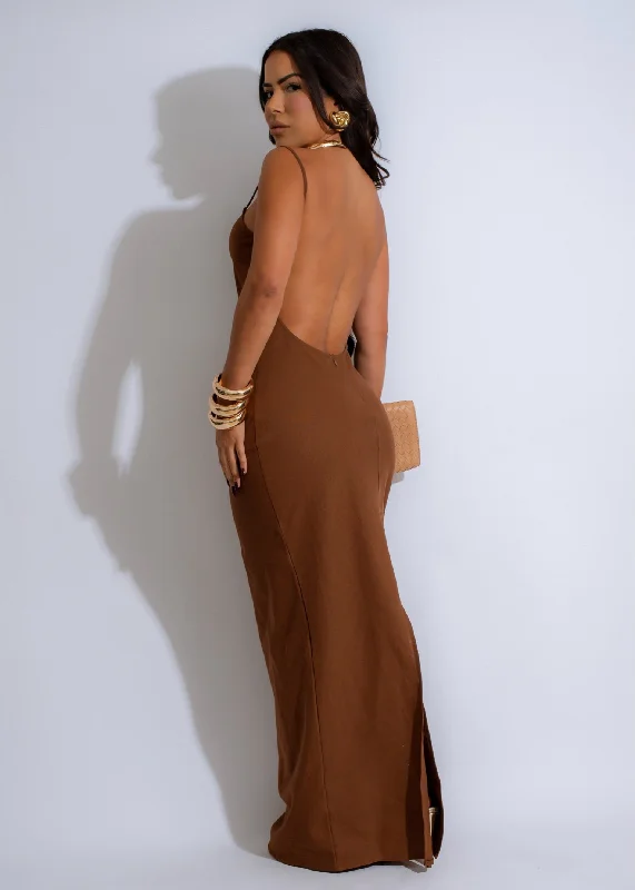Maxi dresses with balloon sleeves for a vintage - inspired styleSundown Slip Linen Maxi Dress Brown Maxi dresses with balloon sleeves for a vintage - inspired styleSundown Slip Linen Maxi Dress Brown