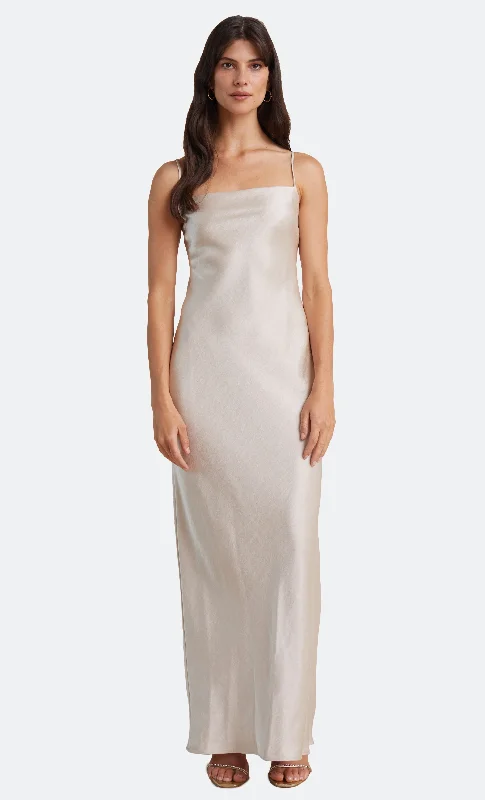 Sheer maxi dresses with lace overlays for a romantic touchTHE DREAMER TIE DRESS - SAND Sheer maxi dresses with lace overlays for a romantic touchTHE DREAMER TIE DRESS - SAND