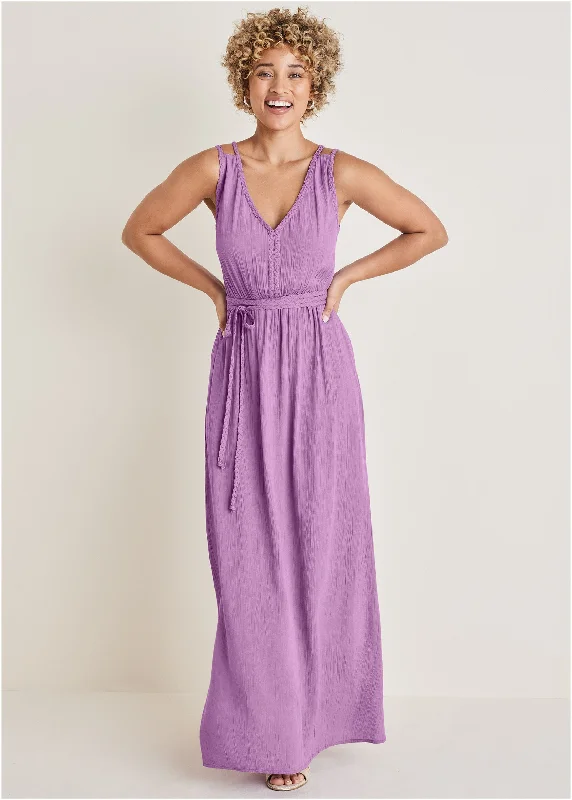 Maxi dresses with a cinched waist for a defined silhouetteBraided Detail Maxi Dress - Purple Maxi dresses with a cinched waist for a defined silhouetteBraided Detail Maxi Dress - Purple