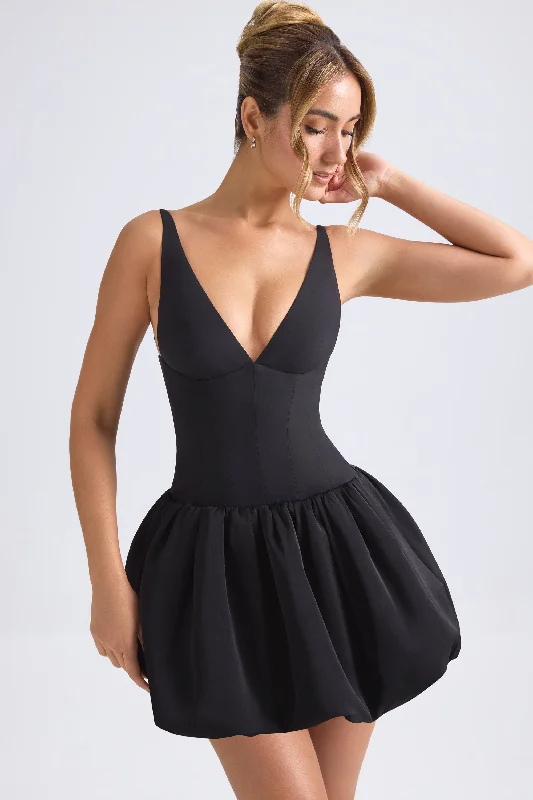 Mini dresses with mesh panels for a sexy and trendy lookLace-Up Bubble Hem Corset Micro Mini Dress in Black Mini dresses with mesh panels for a sexy and trendy lookLace-Up Bubble Hem Corset Micro Mini Dress in Black