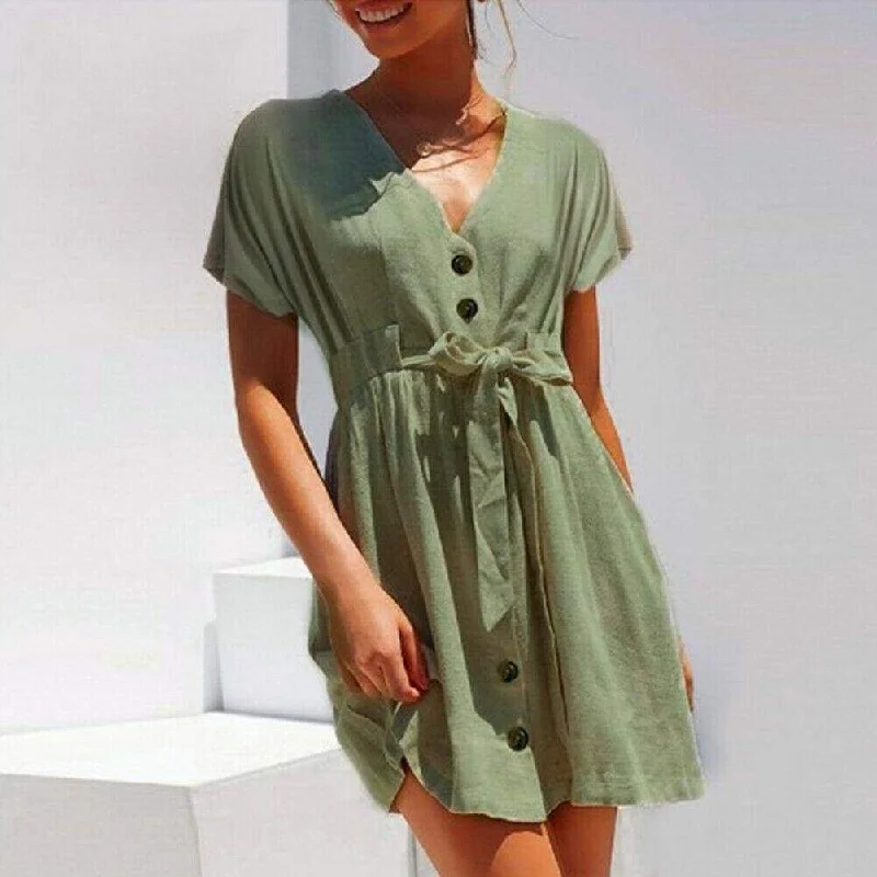 Mini dresses with cut - out details for a trendy lookFashionSierra - Fashion Women Boho Cotton Linen Sundress Mini dresses with cut - out details for a trendy lookFashionSierra - Fashion Women Boho Cotton Linen Sundress