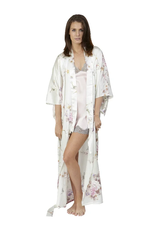 women robes with a soft - touch fabric for a pleasant feelBridal Kimono Crane & Peony Long Silk Kimono women robes with a soft - touch fabric for a pleasant feelBridal Kimono Crane & Peony Long Silk Kimono