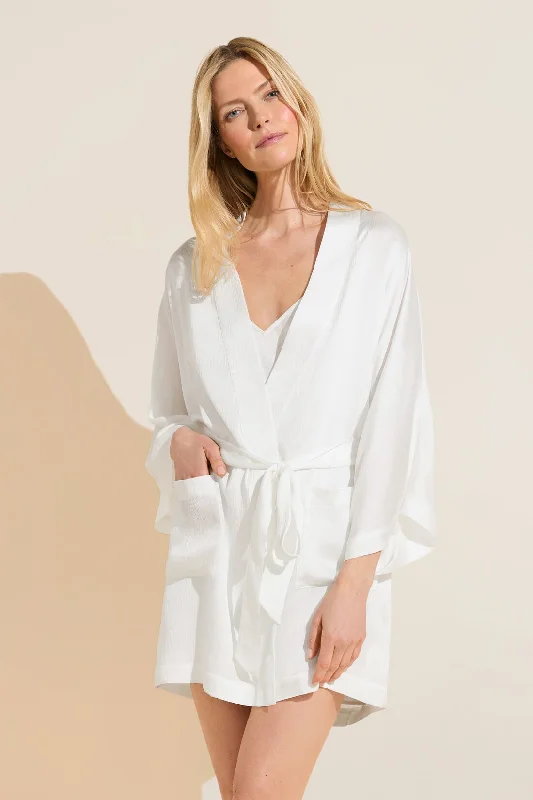women robes with beaded accents for glamourInez Textured Washable Silk Short Robe