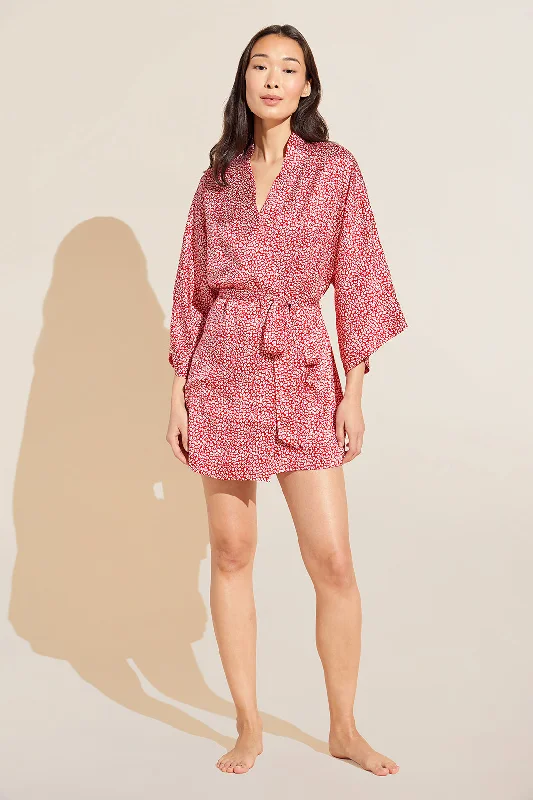 short - length women robes for a more casual lookInez Printed Washable Silk Short Robe short - length women robes for a more casual lookInez Printed Washable Silk Short Robe