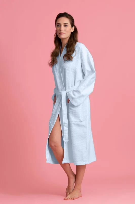 women robes with a shawl collar for styleLuxurious 100% Cotton Women's Waffle Robe. Long, Lightweight Light Blue women robes with a shawl collar for styleLuxurious 100% Cotton Women's Waffle Robe. Long, Lightweight Light Blue
