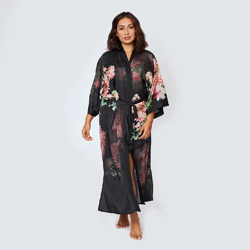 satin women robes for a smooth feelCoral Chrysanthemum Long Kimono Robe (Plus Size) satin women robes for a smooth feelCoral Chrysanthemum Long Kimono Robe (Plus Size)