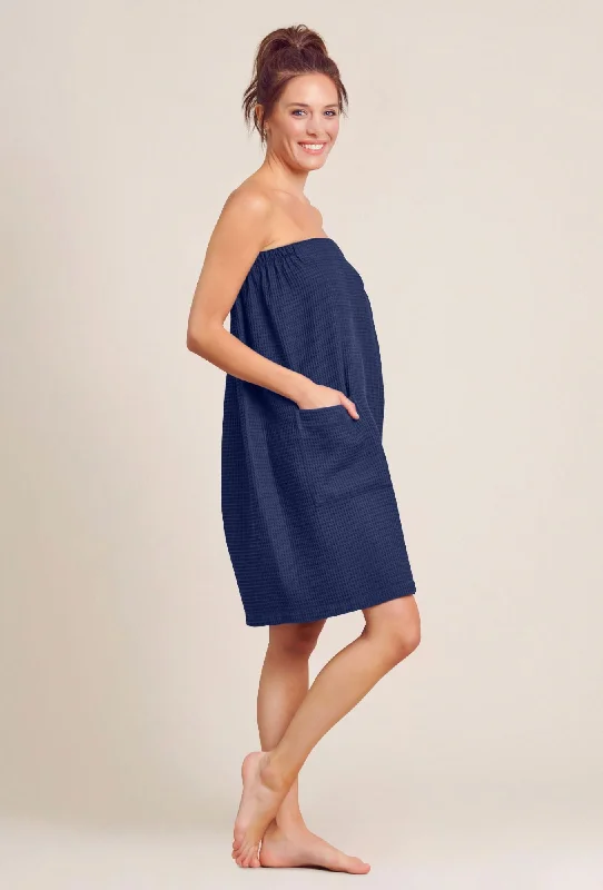 women robes with a faux - fur trim for a luxurious feelWomen's Waffle Weave Spa/Bath Navy Wrap with Adjustable Closure women robes with a faux - fur trim for a luxurious feelWomen's Waffle Weave Spa/Bath Navy Wrap with Adjustable Closure